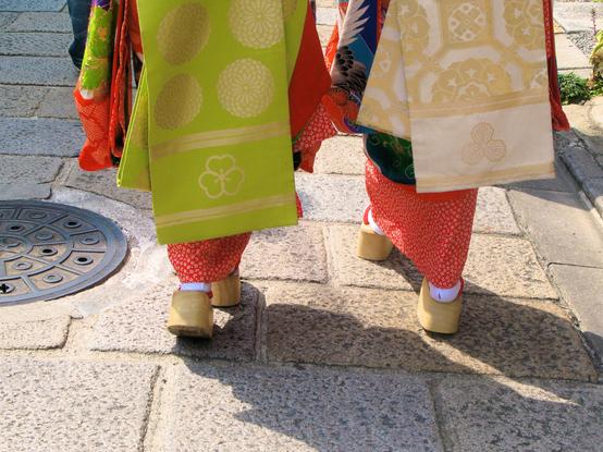 Colourful kimono and obi.