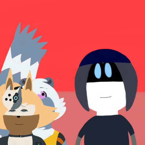 Drawing of Minerva looking at Tangle and Whisper happily while Tangle looks at Minerva and Whisper has her eyes closed and is smiling