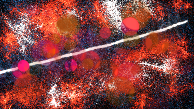 A shooting star passing by in outer space and with a supernova
