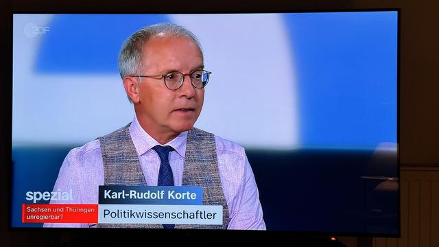 Politikwissenschaftler Karl-Rudolf Korte im ZDF spezial zu den Landtagswahlen 2024 in Sachsen und Thüringen