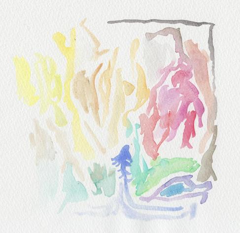squiggles of watercolor on paper
