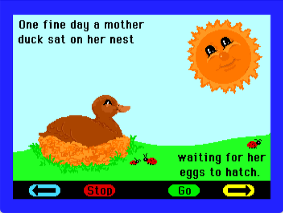 gameplay screenshot from "The Ugly Duckling" - one fine day a mother duck sat on her nest wating for her eggs to hatch