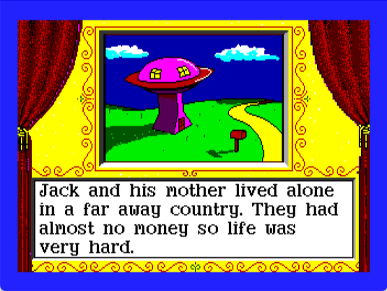 title screenshot from "Reading Magic Library" - Jack and his mother lived alone in a far away country. They had almost no money so life was very hard.