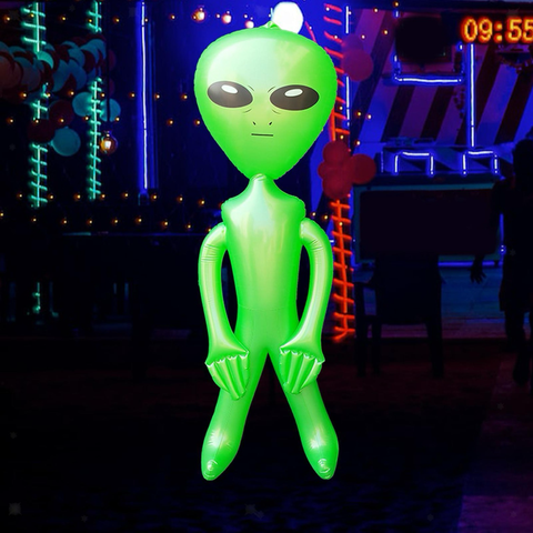 Green alien inflated doll