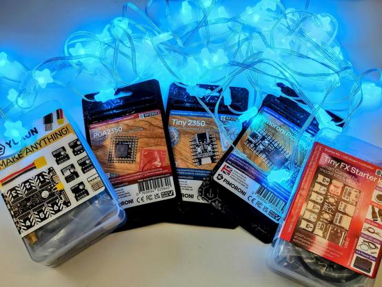 going hands-on with a fresh crop of Raspberry Pi RP2350-based Pimoroni dev boards and some extremely cute star-shaped RGB LEDs