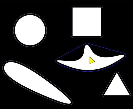 Various shapes with grey borders.

There's a strange convex shape near the middle with a yellow cursor on it with a blue border. The borders are convex hulls, so for this shape, the border does not stay neatly on every side.