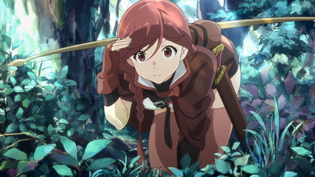 A girl (Yume) saluting toward the boy, confirming she heard him say to be quiet.