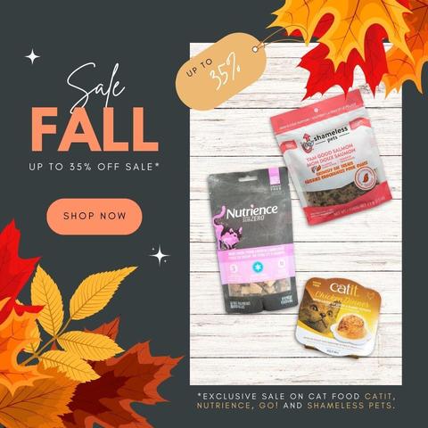 Fall sale up to 35% off on cat food and treats. Shop online at furrygarden.com.
