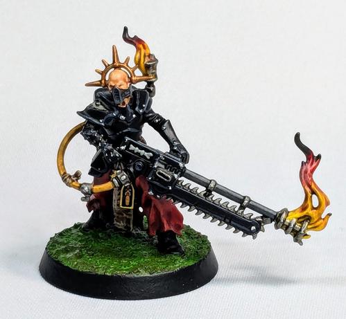 Ministorum Priest with Vindicator painted in the style of The Order of Our Martyred Lady.