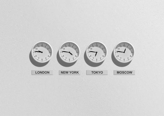 Clocks of different time zones