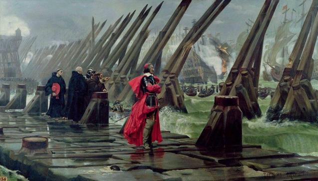 Richelieu at the siege of La Rochelle, by Henri-Paul Motte, 1881