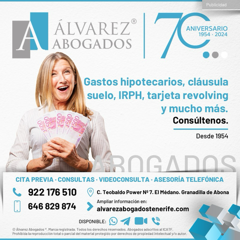 Reclamar los gastos hipotecarios, cláusula suelo, irph y tarjeta revolving es posible. Además de otras cláusulas abusivas e intereses usuarios. Expertos en Hipotecas, Créditos, Préstamos, Tarjetas, Swaps, Bonos y Acciones. Consúltenos ahora sin compromiso. https://alvarezabogadostenerife.com/areas-derecho/derecho-bancario/ #alvarezabogados #abogados #Tenerife #bancos #derechos #reclamacion #legal #abusivas #clausulas #usura #TenerifeSur