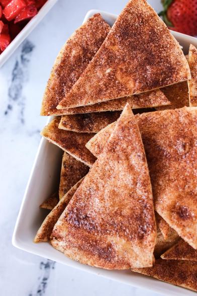 bowl of baked tortilla chips ready to enjoy. 