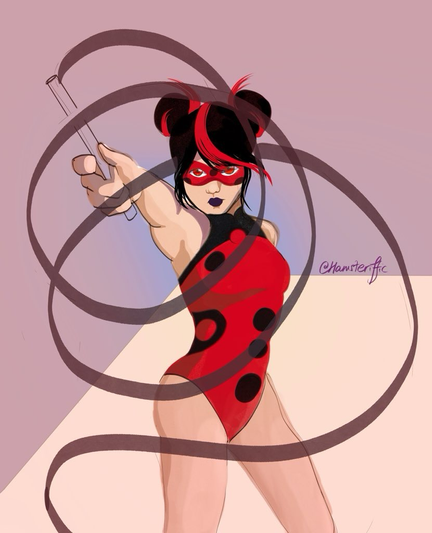 Shadybug twirling a ribbon in gymnastics