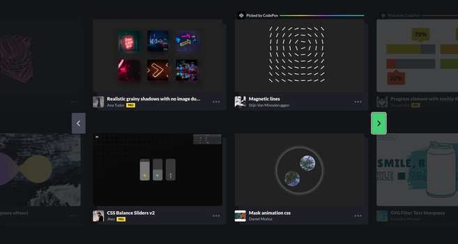 Third "trending" page on CodePen with my "Realistic grainy shadows with no image duplication" demo.