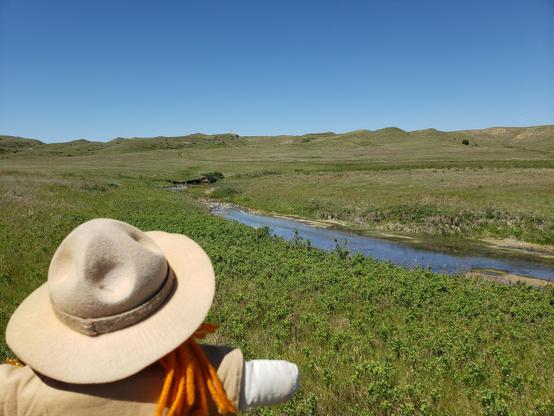 Ranger Sarah follows the creek made by sulphur Springs on her way to where the water was collected for Sacagawea'

