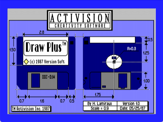 title screenshot from "Draw Plus" ©1987 Version Soft, by H. Lamiraux, version 1.0, 05/25/87