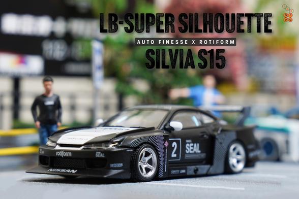 A left side of LB-Super Silhouette, Nissan Silvia S15 by Time Micro in 1:64 scale with 1:64 figures on AREA 164