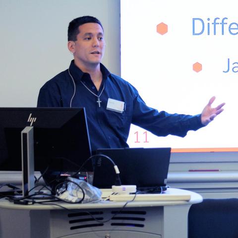 Aaron Hsu presenting at Dyalog '24