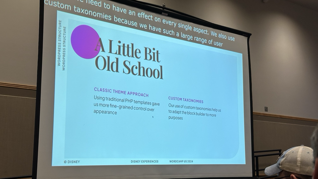A slide clarifying how Disney's development approach was a little bit old school