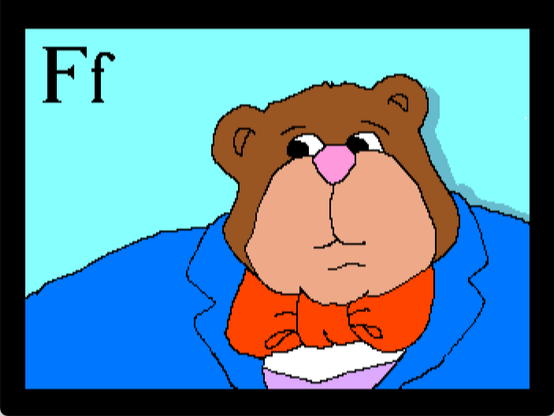 gameplay screenshot from "Stickybear Alphabet" with letter F