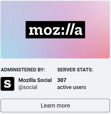 Screenshot of the Mozilla.Social Mastodon server stats with 307 active users.