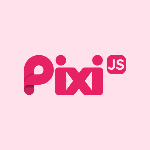 Pixi JS logo on pink background.