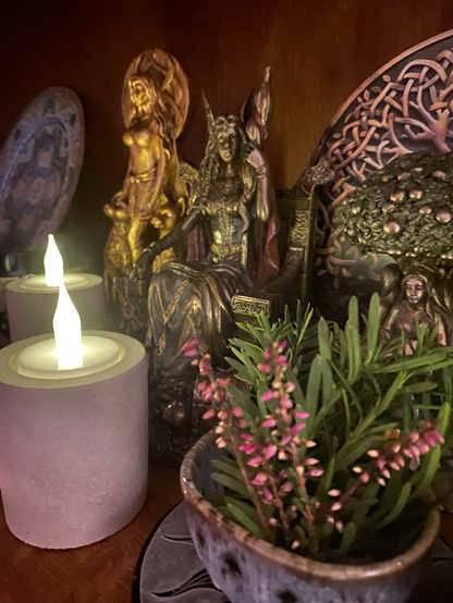 Pagan altar with Freya-Frigg