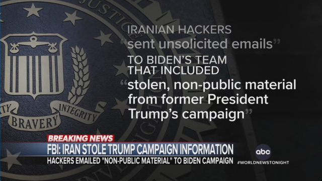 IRANIAN HACKERS then sent what they found on former President Trump's computer TO BIDEN’S TEAM.