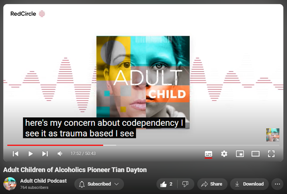 https://youtu.be/DY3EStvHFdE?si=JCasvMsE3rFwrQpp
91 views  17 Apr 2024  Adult Child Podcast
In today's episode, Andrea dives deep with author, speaker and Adult Child expert - Tian Dayton. Tian shares her wisdom on a variety of adult child topics - from how the movement began, the ACOA trauma syndrome, codependency and much much more!Tian's website

Resources -The ACOA Trauma Syndrome: The Impact of Childhood Pain on Adult Relationshipsby Tian DaytonEmotional Sobriety: From Relationship Trauma to Resilience and Balance by Tian Dayton