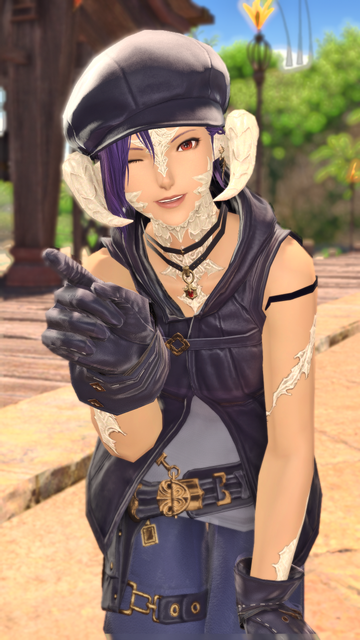 Half-body shot of Berin poking you with a smile