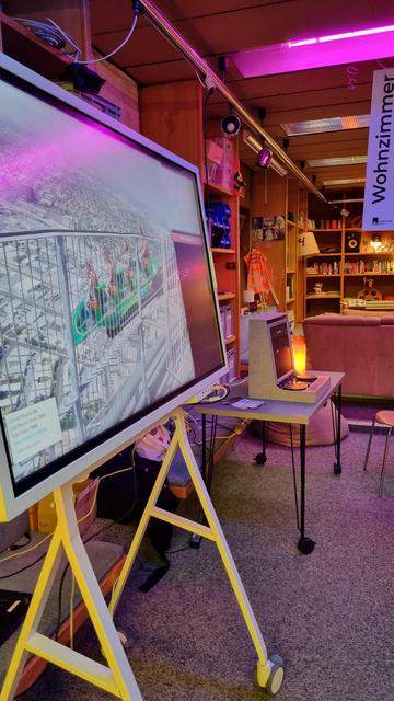 Large presentation screen with the game wikidata guessr.