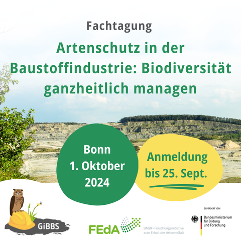 Fachtagung Artenschutz in der Baustoffindustrie: Biodiversität ganzheitlich managen
Anmeldung bis 25. September