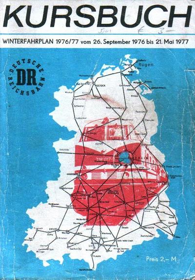 Titelseite des Kursbuchs der Deutschen Reichsbahn für den Winter 1976/1977.