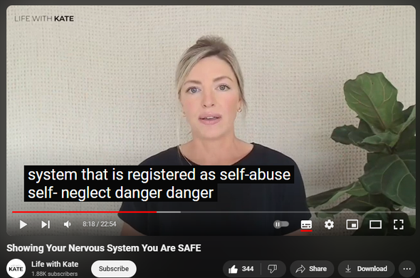 https://www.youtube.com/watch?v=hhniyg4HTwU
Showing Your Nervous System You Are SAFE

5,743 views  22 Sept 2024
Take a peak inside my Inner Circle!  In the Workshop, we dive into the crucial first step of healing your nervous system: creating internal safety and building capacity. If you've been dealing with adrenal fatigue, cortisol imbalance, or feeling stuck despite trying all the usual approaches, this is for you. Learn why nervous system healing is the foundation for true recovery and how small daily practices can dramatically shift your stress response. Discover four powerful methods to show your body it’s safe, starting with following your body's impulses.

If you want access to the full workshop, become of member of my Inner Circle for only $25/month!

Learn more here: www.lifewithkate.com/innercircle