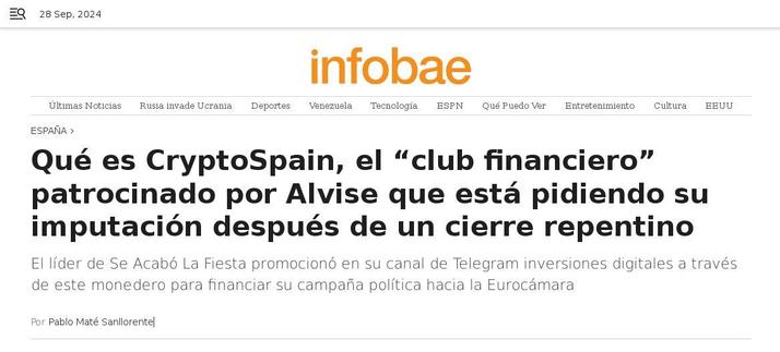 CryptoSpain scam
Headlines InfoBae 2024 Sep.25
