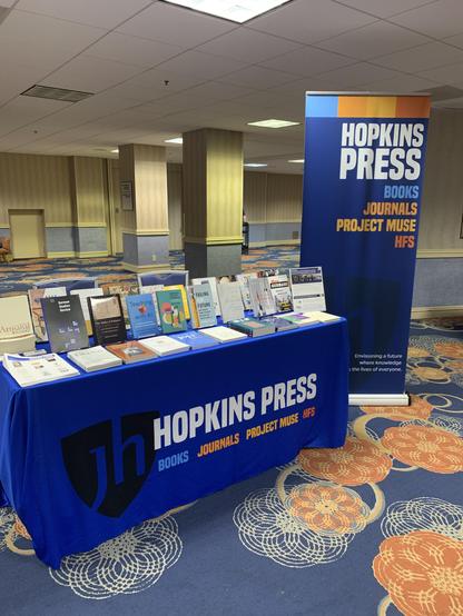 A display of books and journals on the Hopkins Press tables at the German Studies Association conference 