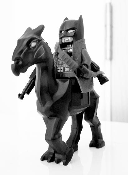 LEGO Batman riding his Knightmare Steed into battle