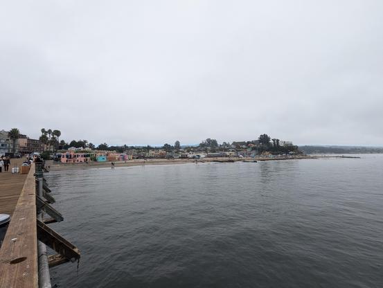 Looking back to Capitola from the pier. The little downtown area is built on the sand bar made by the Soquel Creek. The first few blocks have repeatedly flooded in the last half dozen years. I wonder how much longer this place will exist.