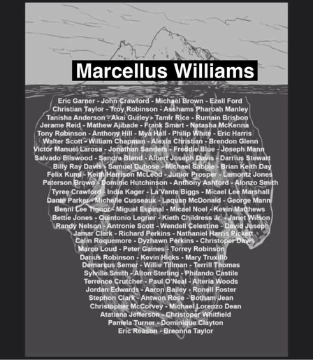 An iceberg with Marcellus Williams at the top and every single person who has been killed or otherwise screwed over by the police at the bottom.