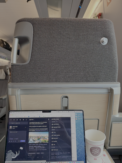 Back of a seat on a the ICE train to Frankfurt.