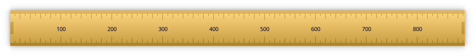 Screenshot eines digitalen Lineals. Es ist gelb, hat eine Pixelskala in 100er Schritten und sieht ansonsten aus wie ein normales Lineal.