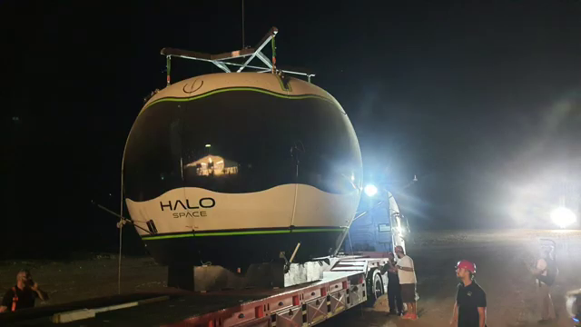 The HALO Space capsule at the launch site near Layla, Saudi Arabia. 