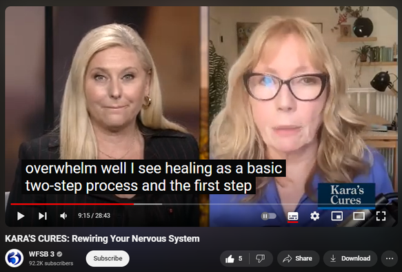 https://www.youtube.com/watch?v=kDttryQpGmA
KARA'S CURES: Rewiring Your Nervous System
98 views  Streamed live on 30 Sept 2024
Anna Runkle talks about her new book, Re-Regulated: Set Your Life from Childhood PTSD and the Trauma-Driven Behaviors That Keep You Stuck.