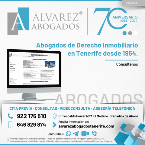 Abogados de Derecho Inmobiliario en Tenerife. Abogados Inmobiliarios en Tenerife desde 1954 con amplia experiencia. Somos especialistas en Derecho Inmobiliario, asesoramos, negociamos y redactamos toda clase de contratos o acuerdos inmobiliarios. Derechos reales, registro de la propiedad, legislación hipotecaria, contratos de arrendamientos urbanos y rústicos y compraventa de inmuebles de todo tipo.
https://alvarezabogadostenerife.com/areas-derecho/derecho-inmobiliario/

#alvarezabogados #abogadostenerife #tenerifelegal #derechoinmobiliario #inmobiliario #inmuebles #vivienda #Tenerife #Abogados

