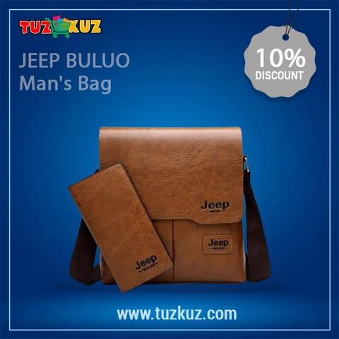 JEEP BULUO Man's Bag 2PC/Set Men Leather