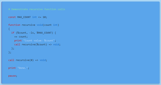Scripting code on a blue background