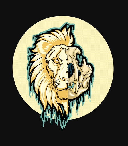 My drippy lion skull drawing.
