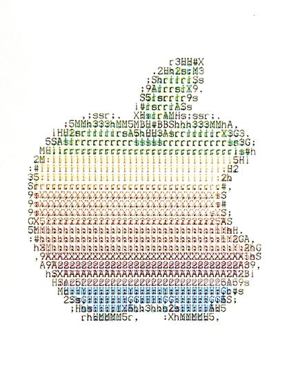 Color Apple logo in ASCII art. 