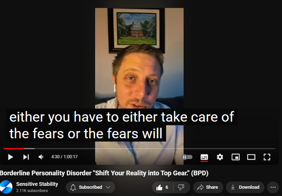 https://www.youtube.com/watch?v=Uu3B0h1ZNlI
Borderline Personality Disorder "Shift Your Reality into Top Gear." (BPD)
55 views  2 Oct 2024
In this episode of the BPD Live Show with Sensitive Stability, host Kevin Reynolds discusses the topic "Shift Your Reality into Top Gear". As a BPD survivor himself, Kevin provides insights into his process of coaching clients through BPD, emphasizing the importance of personal connections and understanding individual stories.